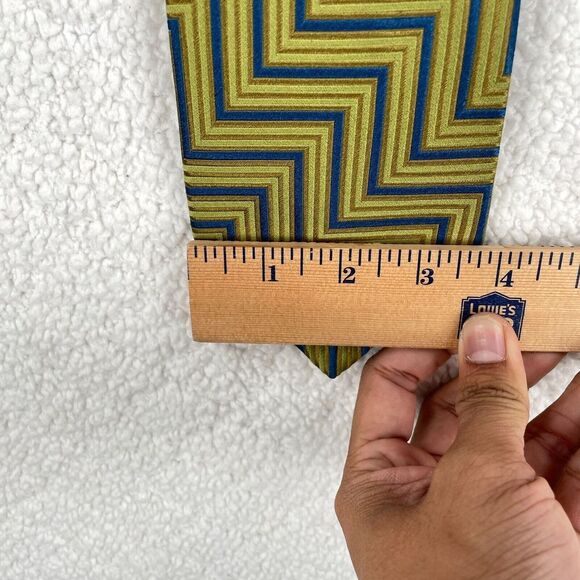 Ermenegildo Zegna Abstract Mens Tie Handmade Gold 3.75" x 60" Silk Made in Italy - Picture 7 of 8